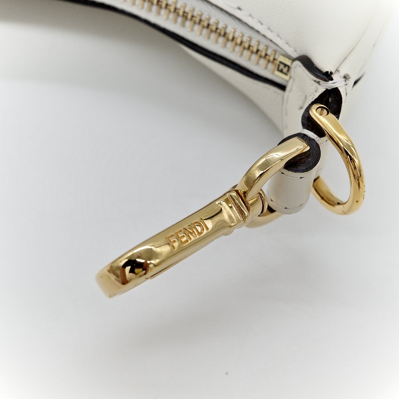 FENDI 芬迪 白金小牛皮 Fendigraphy MINI 半月包 手拿包 7AS089 專櫃 71400-9