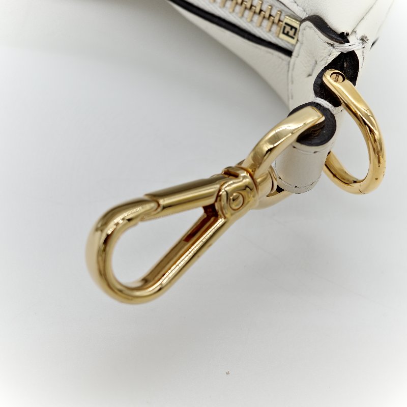 FENDI 芬迪 白金小牛皮 Fendigraphy MINI 半月包 手拿包 7AS089 專櫃 71400-10