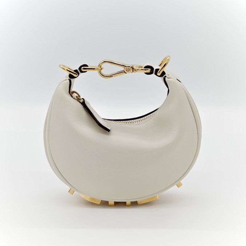 FENDI 芬迪 白金小牛皮 Fendigraphy MINI 半月包 手拿包 7AS089 專櫃 71400-15