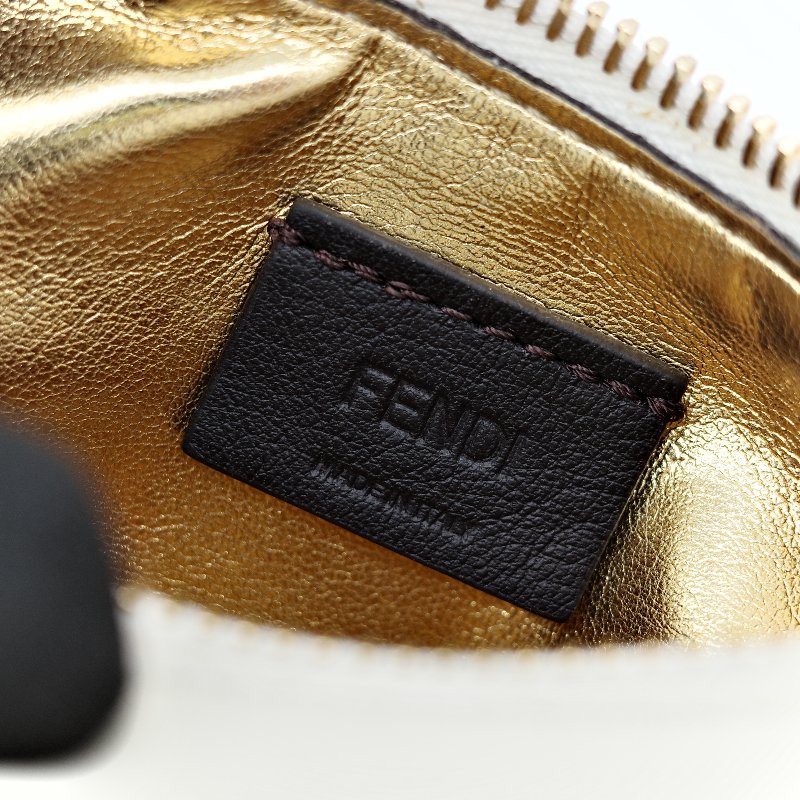 FENDI 芬迪 白金小牛皮 Fendigraphy MINI 半月包 手拿包 7AS089 專櫃 71400-16