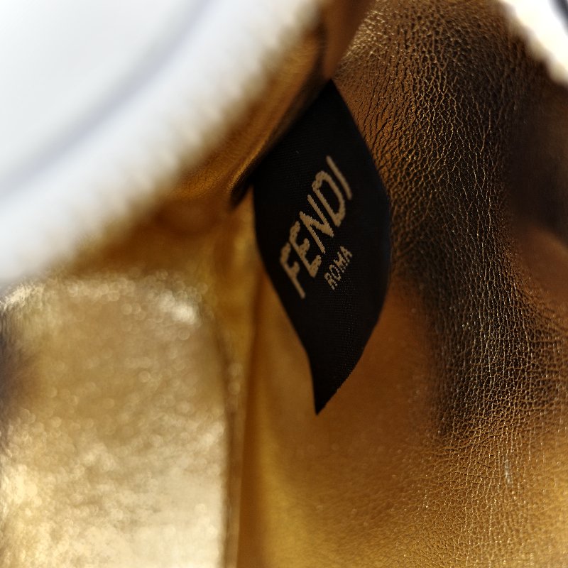 FENDI 芬迪 白金小牛皮 Fendigraphy MINI 半月包 手拿包 7AS089 專櫃 71400-17