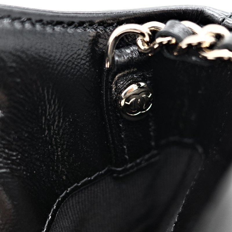 Chanel 31 Bag 黑色 蠟皮 淡金色 手提包 斜挎包 兩用-10