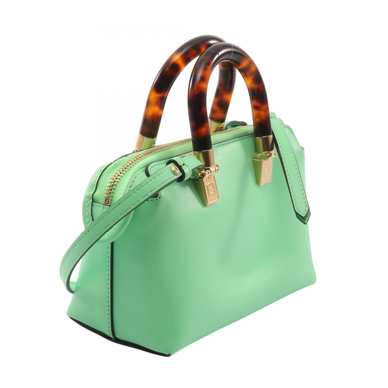 FENDI By the Way 迷你肩斜背包 8BS067 皮革 綠色 二手 女士-1