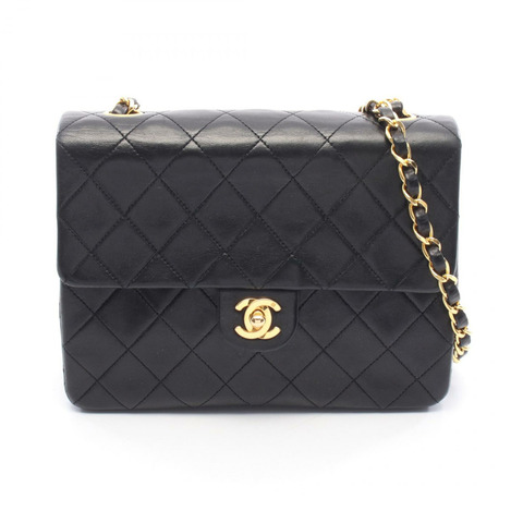 香奈兒迷你Matelasse 20鏈條斜挎包，羊皮材質，黑色，金色五金