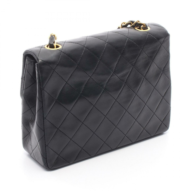 香奈兒迷你Matelasse 20鏈條斜挎包，羊皮材質，黑色，金色五金-1