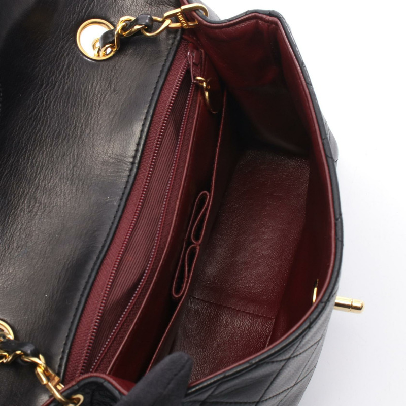 香奈兒迷你Matelasse 20鏈條斜挎包，羊皮材質，黑色，金色五金-2