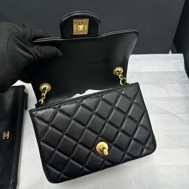 Chanel cf17黑金方胖芯片款23年硬底新款  #全新全配🈶購證 #專櫃一包難求🔥-11