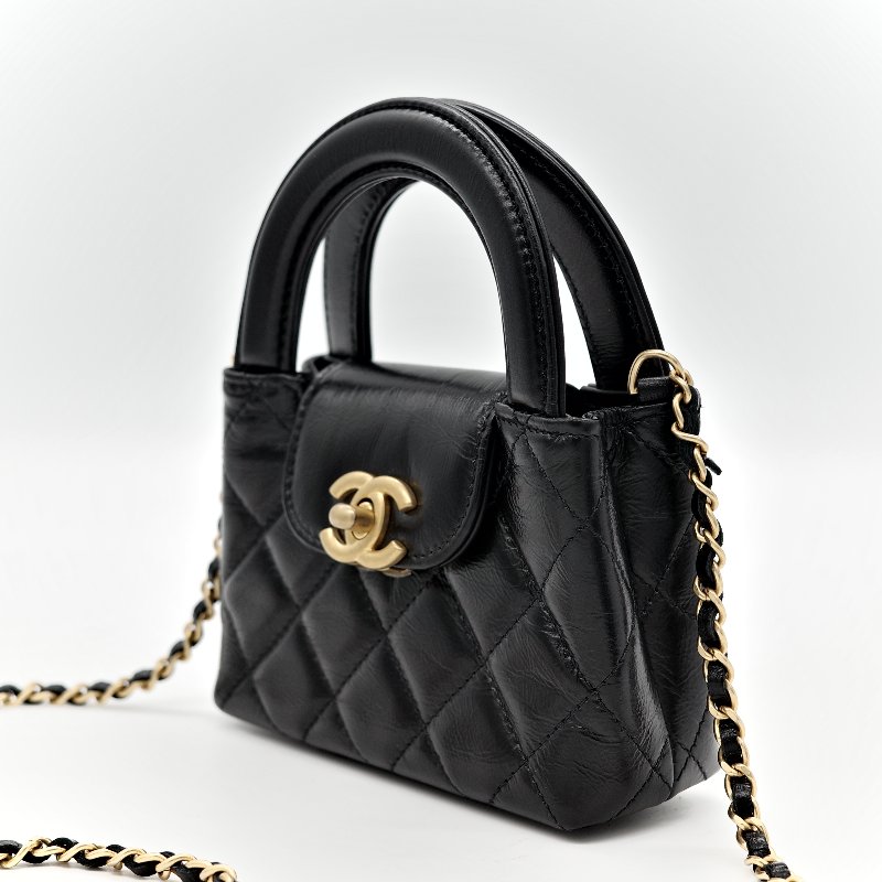 Chanel 香奈兒 黑色 牛皮 kelly 手提包-3