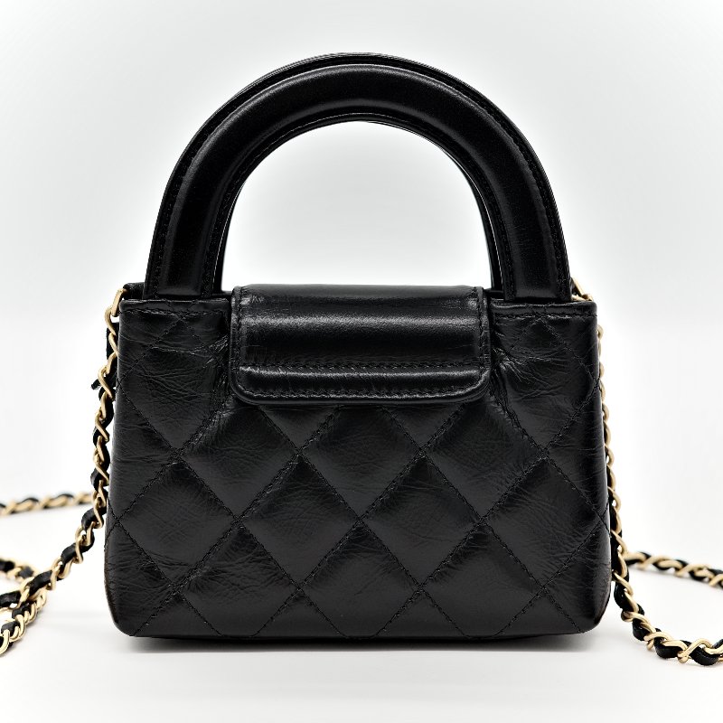 Chanel 香奈兒 黑色 牛皮 kelly 手提包-4