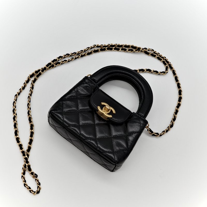 Chanel 香奈兒 黑色 牛皮 kelly 手提包-5