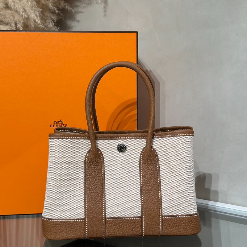 HERMES Mini garden party - 帆布金棕-0