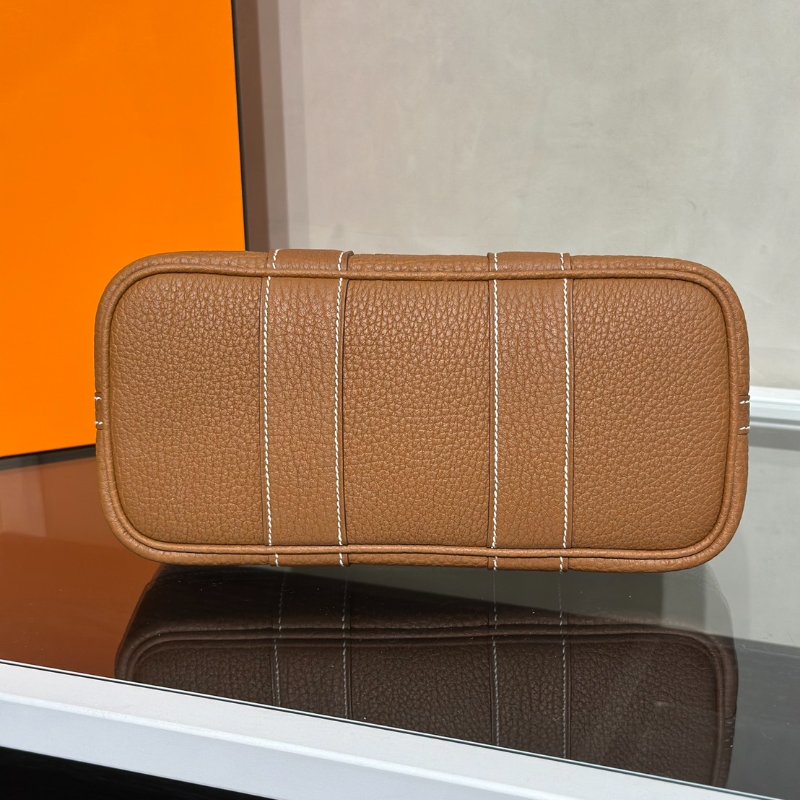HERMES Mini garden party - 帆布金棕-5