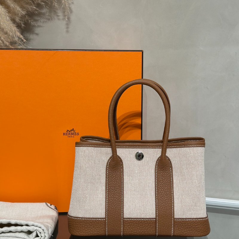 HERMES Mini garden party - 帆布金棕-7