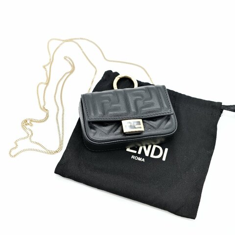 Fendi 芬迪 黑色 羊皮 腰包