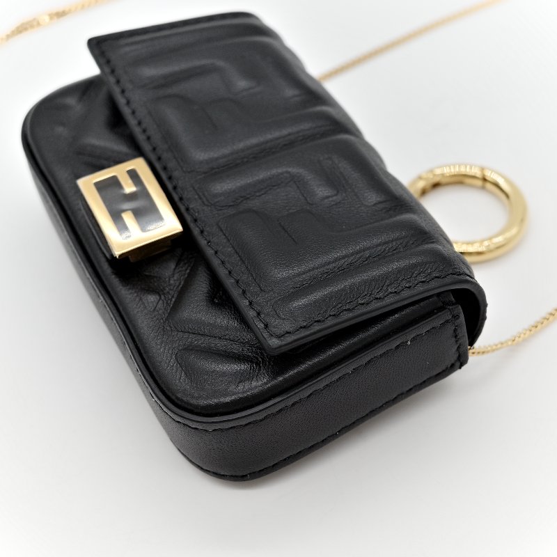 Fendi 芬迪 黑色 羊皮 腰包-10