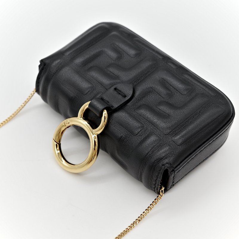 Fendi 芬迪 黑色 羊皮 腰包-11