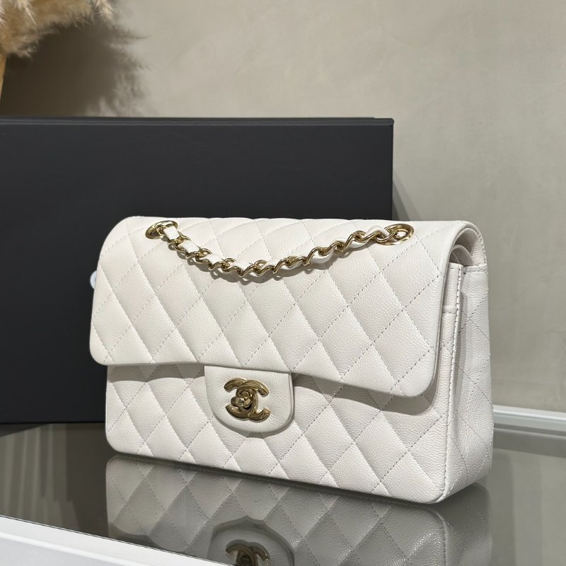 CHANEL 經典口蓋包 CF23 - 粒面牛皮白金-3