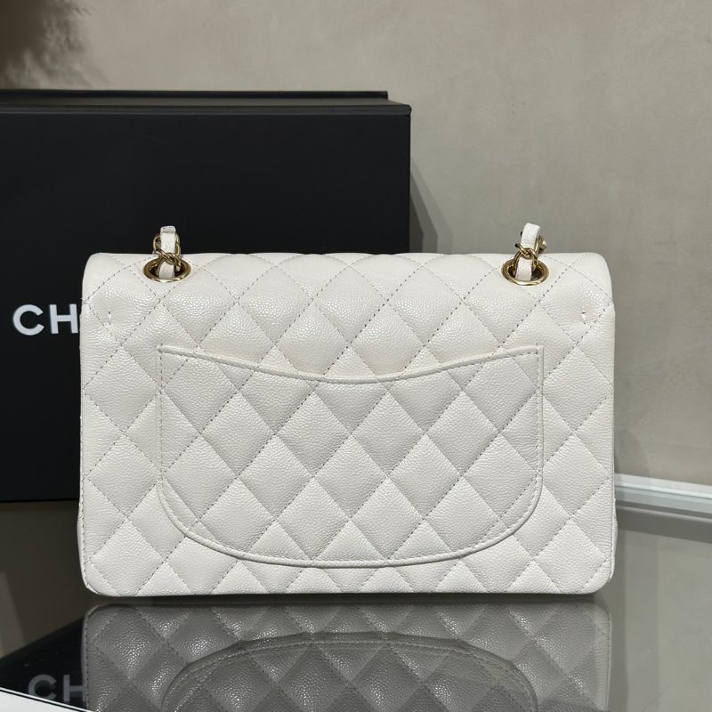 CHANEL 經典口蓋包 CF23 - 粒面牛皮白金-4