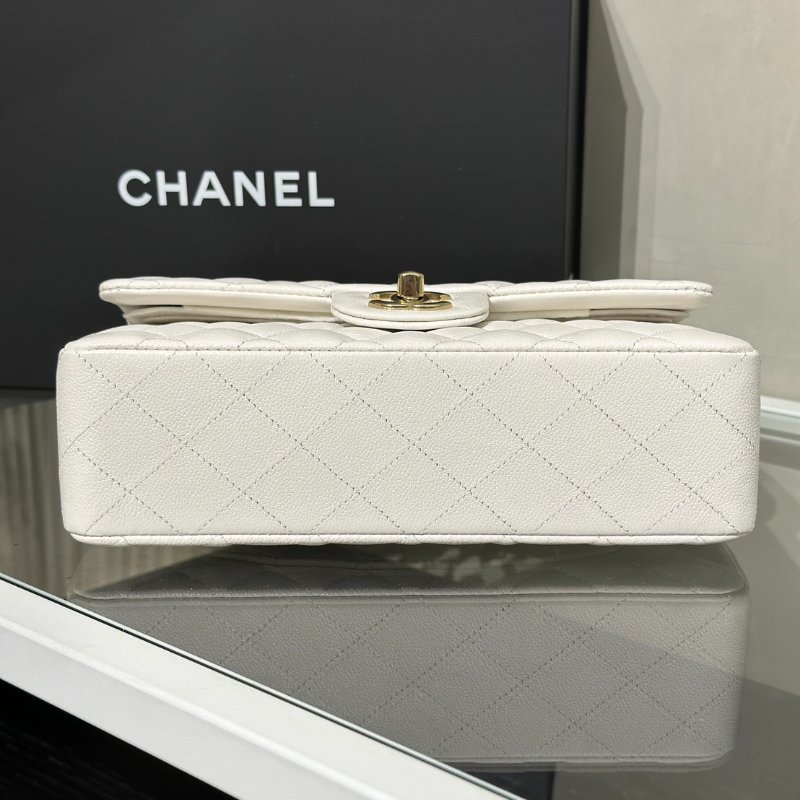 CHANEL 經典口蓋包 CF23 - 粒面牛皮白金-5
