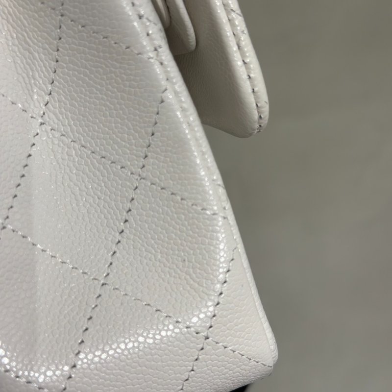 CHANEL 經典口蓋包 CF23 - 粒面牛皮白金-10