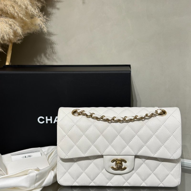 CHANEL 經典口蓋包 CF23 - 粒面牛皮白金-11