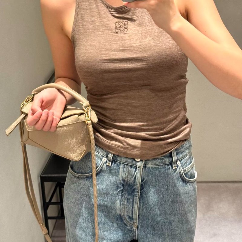 LOEWE Puzzle小牛皮手袋 - 迷你沙色-1