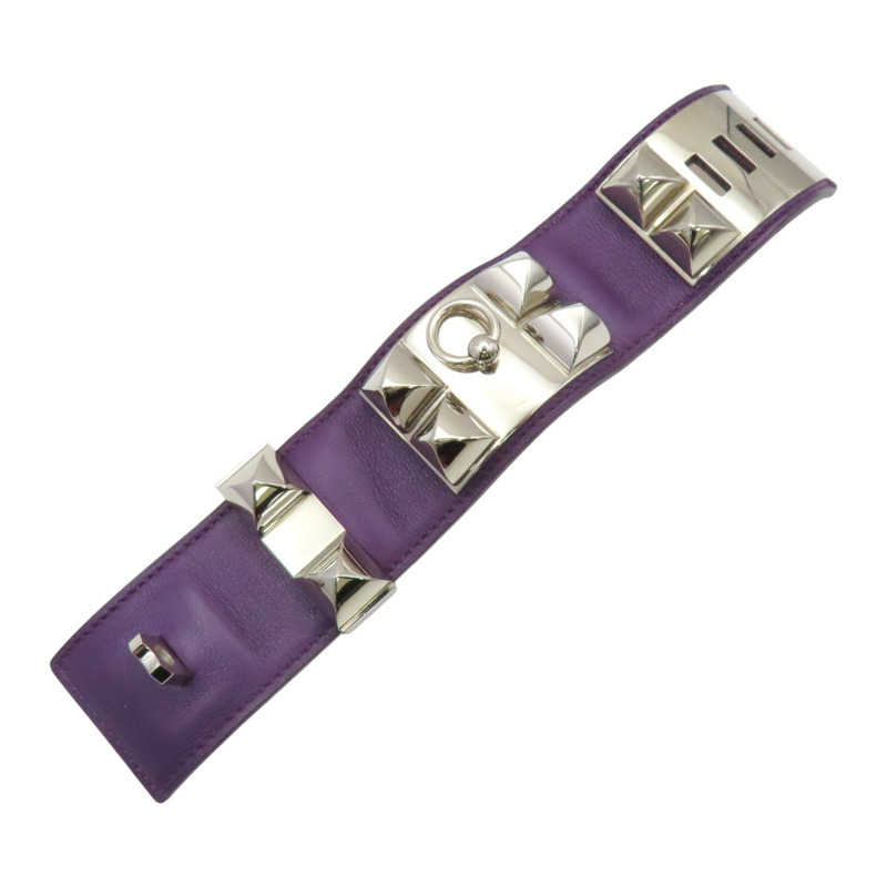 紫色 牛皮 CDC 24 銀釦 手環 P刻【HERMES 愛馬仕】 H079501CK-4