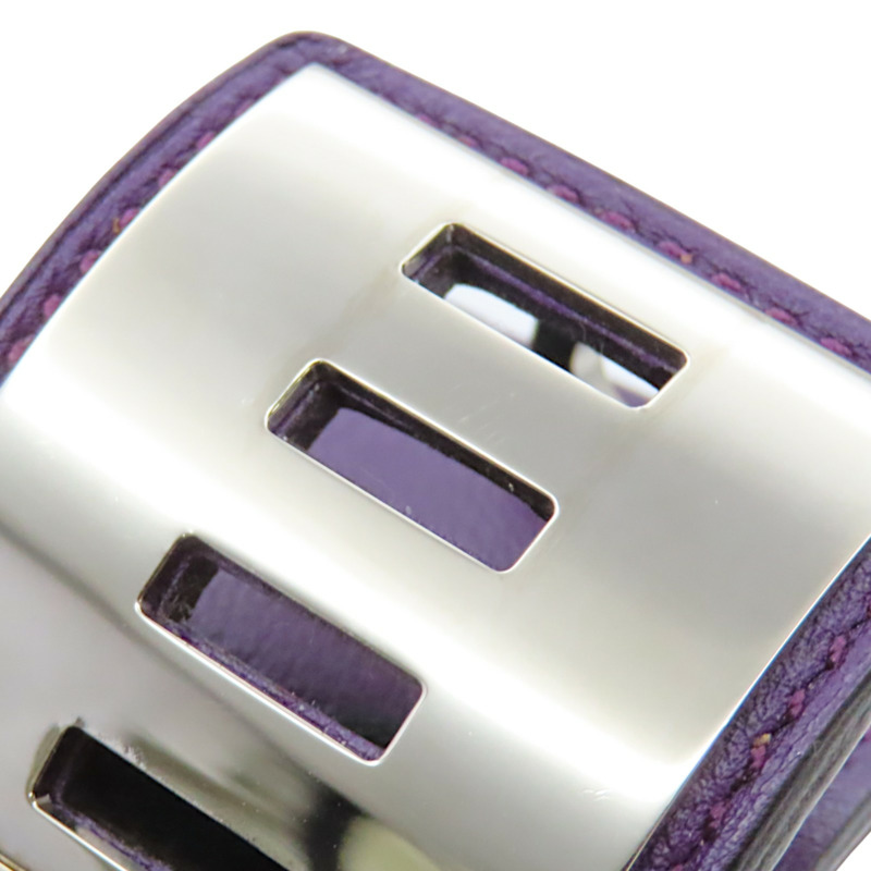 紫色 牛皮 CDC 24 銀釦 手環 P刻【HERMES 愛馬仕】 H079501CK-9