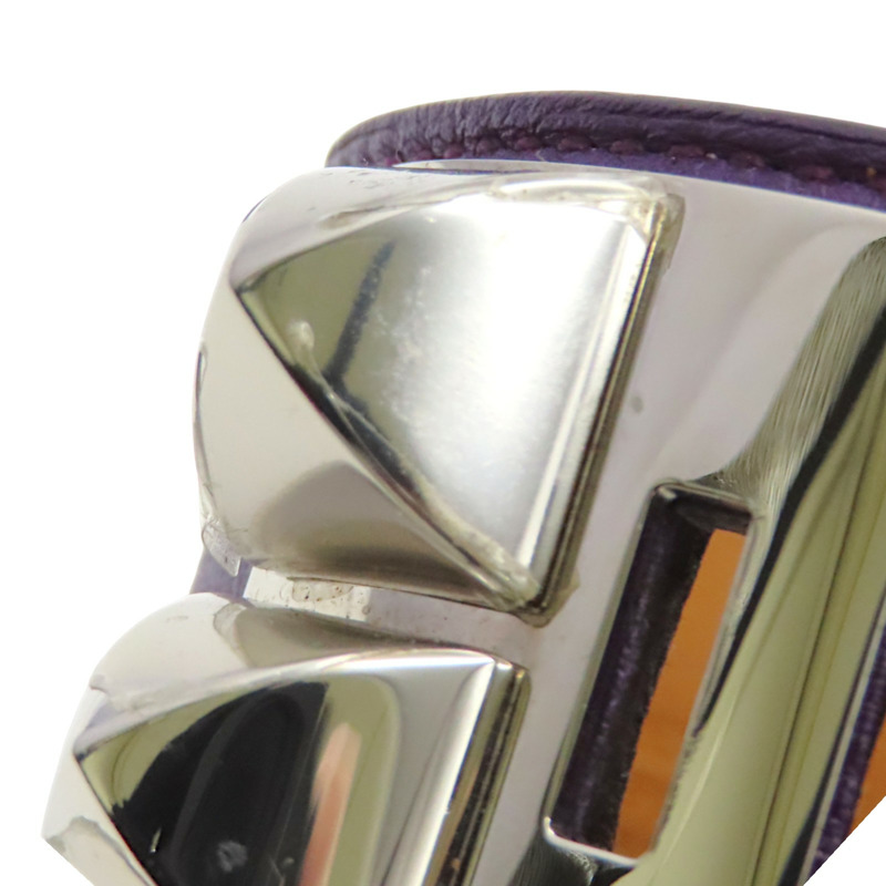 紫色 牛皮 CDC 24 銀釦 手環 P刻【HERMES 愛馬仕】 H079501CK-10