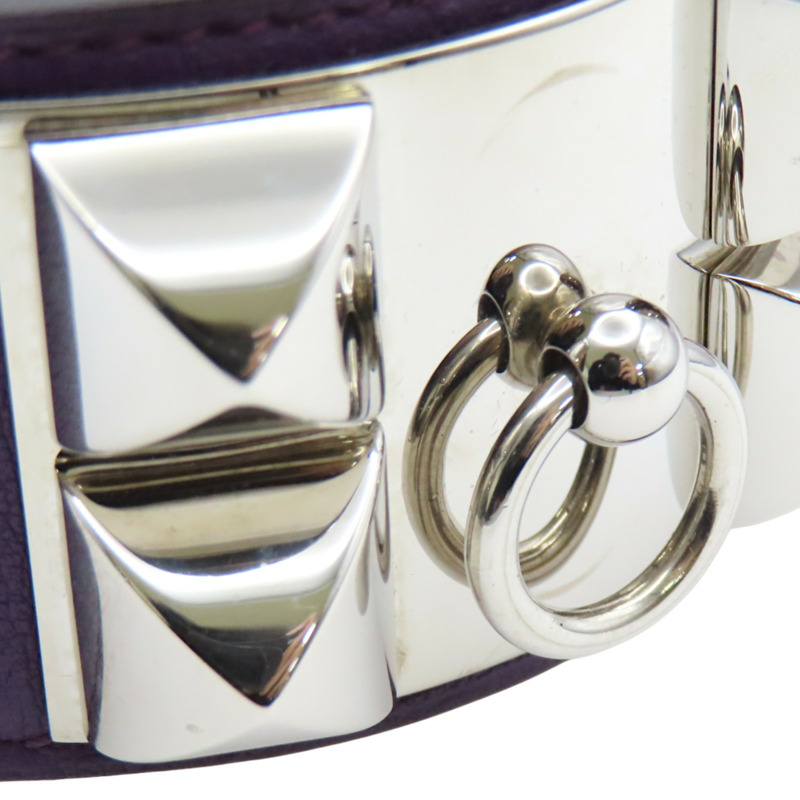 紫色 牛皮 CDC 24 銀釦 手環 P刻【HERMES 愛馬仕】 H079501CK-11