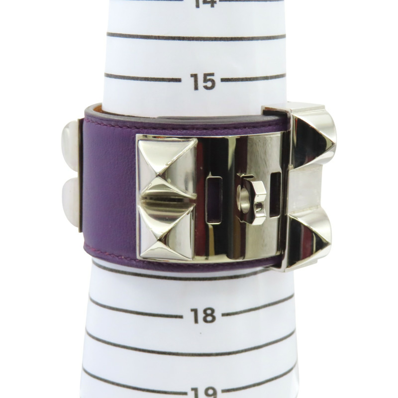 紫色 牛皮 CDC 24 銀釦 手環 P刻【HERMES 愛馬仕】 H079501CK-12
