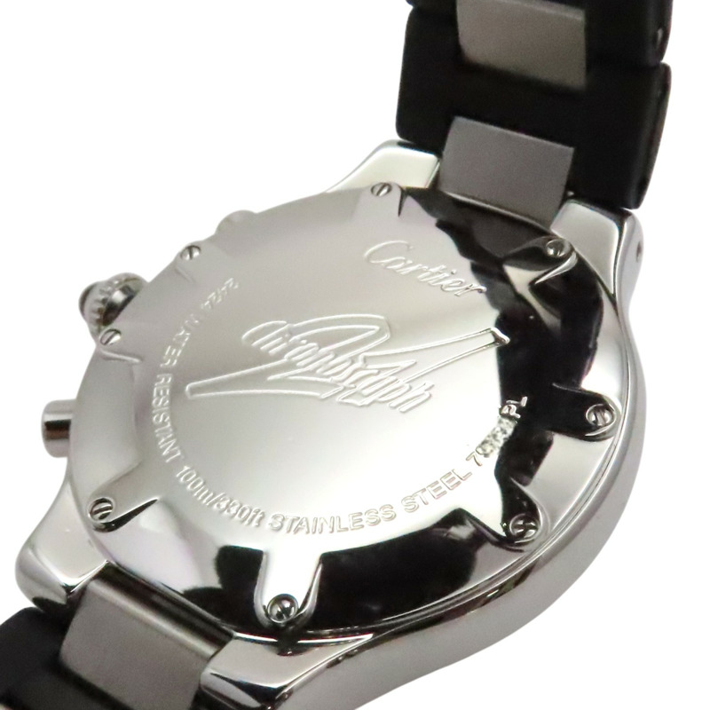 黑錶面 不鏽鋼錶帶 Must 21 Chronoscaph 鋼石英男錶【Cartier 卡地亞】 W10125U2-3