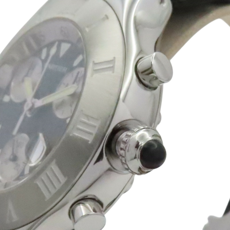 黑錶面 不鏽鋼錶帶 Must 21 Chronoscaph 鋼石英男錶【Cartier 卡地亞】 W10125U2-4