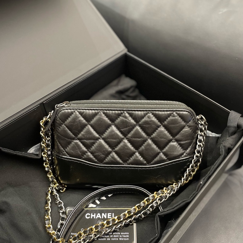 保卡款！Chanel 香奈兒 Gabrielle 流浪包 黑金 mini 迷你-0