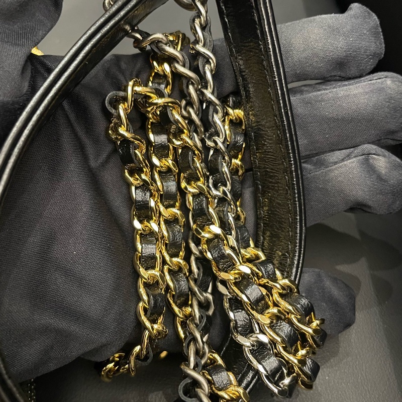 保卡款！Chanel 香奈兒 Gabrielle 流浪包 黑金 mini 迷你-8