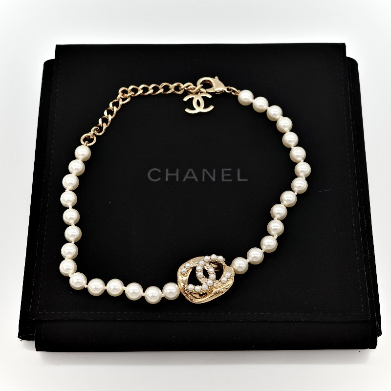 Chanel 香奈兒 珍珠 CC 水鑽 項鍊-1