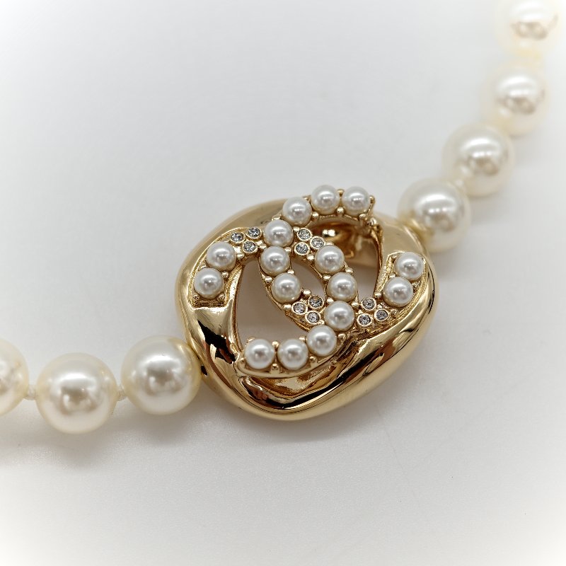 Chanel 香奈兒 珍珠 CC 水鑽 項鍊-7