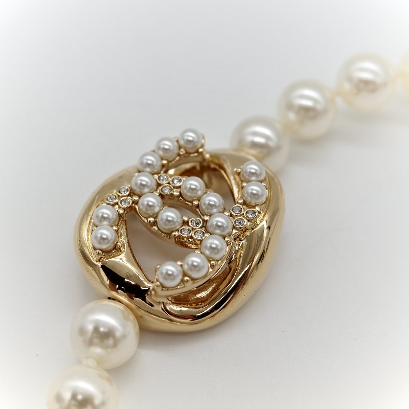 Chanel 香奈兒 珍珠 CC 水鑽 項鍊-8