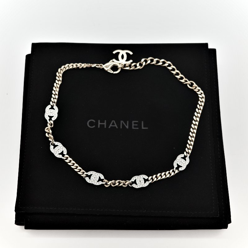 Chanel 香奈兒 珍珠 CC 水鑽 項鍊-9