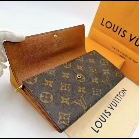 極美品／日本二手／LV長夾／內有拉鏈零錢袋／序號TH1988