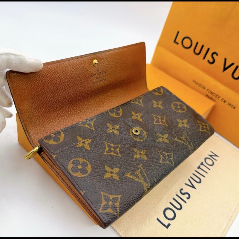 極美品／日本二手／LV長夾／內有拉鏈零錢袋／序號TH1988-0