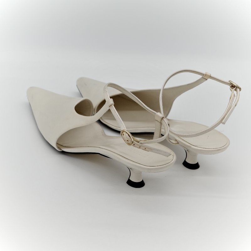 kHAITE白色 羊皮 貓跟鞋-5