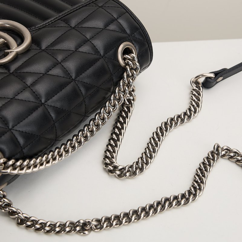 二手Gucci Marmont 26黑銀-17