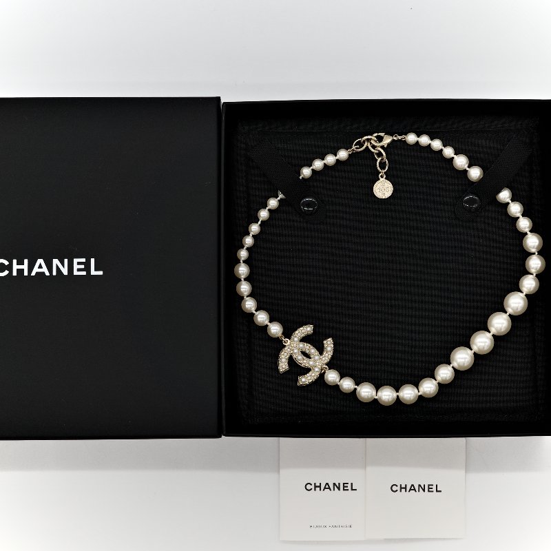 Chanel 香奈兒 珍珠 雙C 短鍊 項鍊 100週年-2