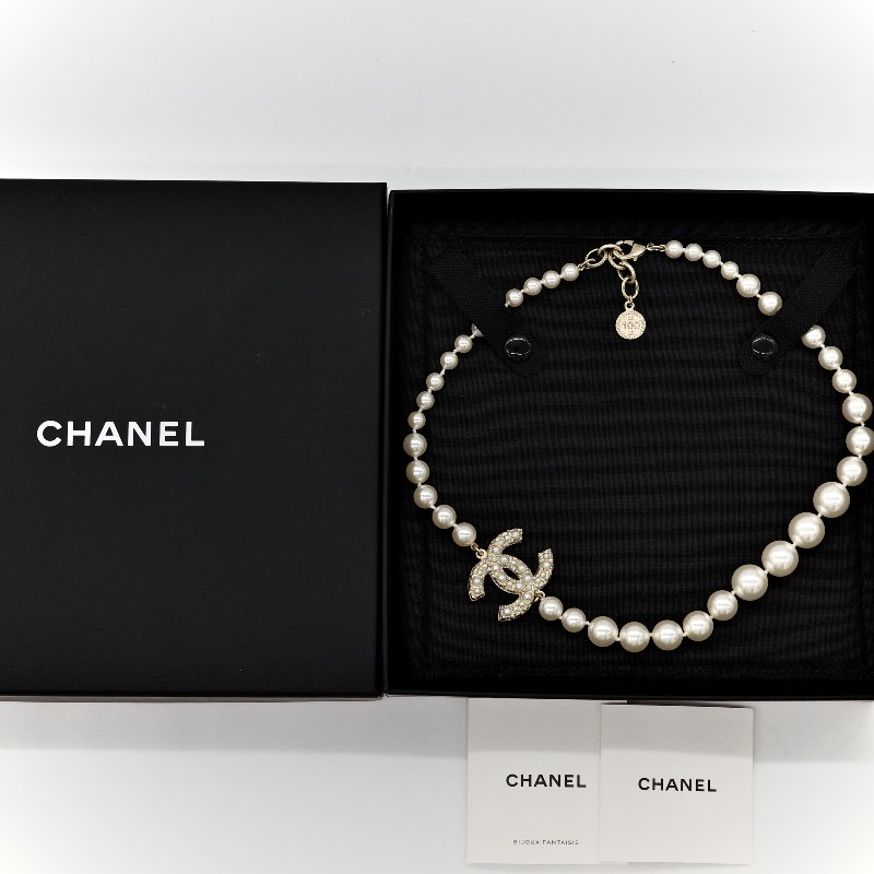 Chanel 香奈兒 珍珠 雙C 短鍊 項鍊 100週年-3
