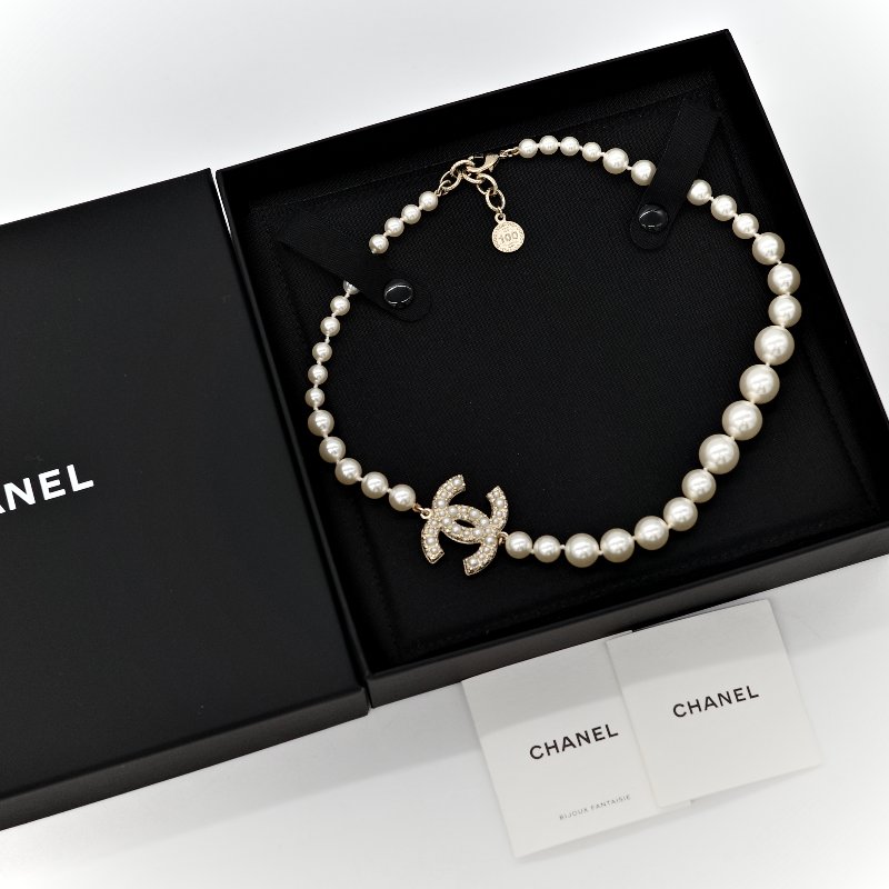 Chanel 香奈兒 珍珠 雙C 短鍊 項鍊 100週年-4