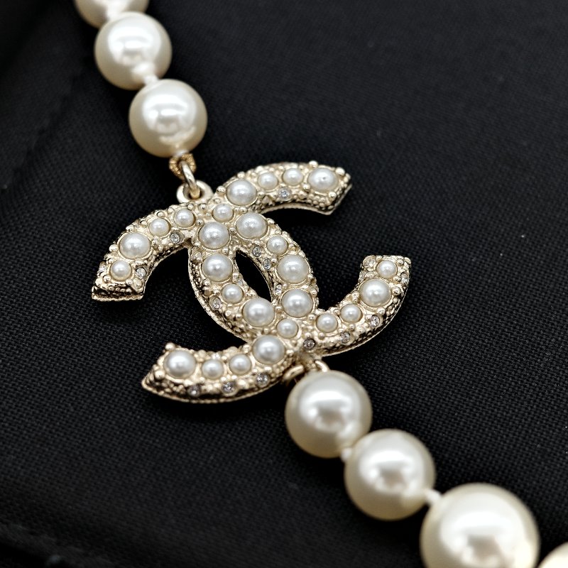 Chanel 香奈兒 珍珠 雙C 短鍊 項鍊 100週年-5