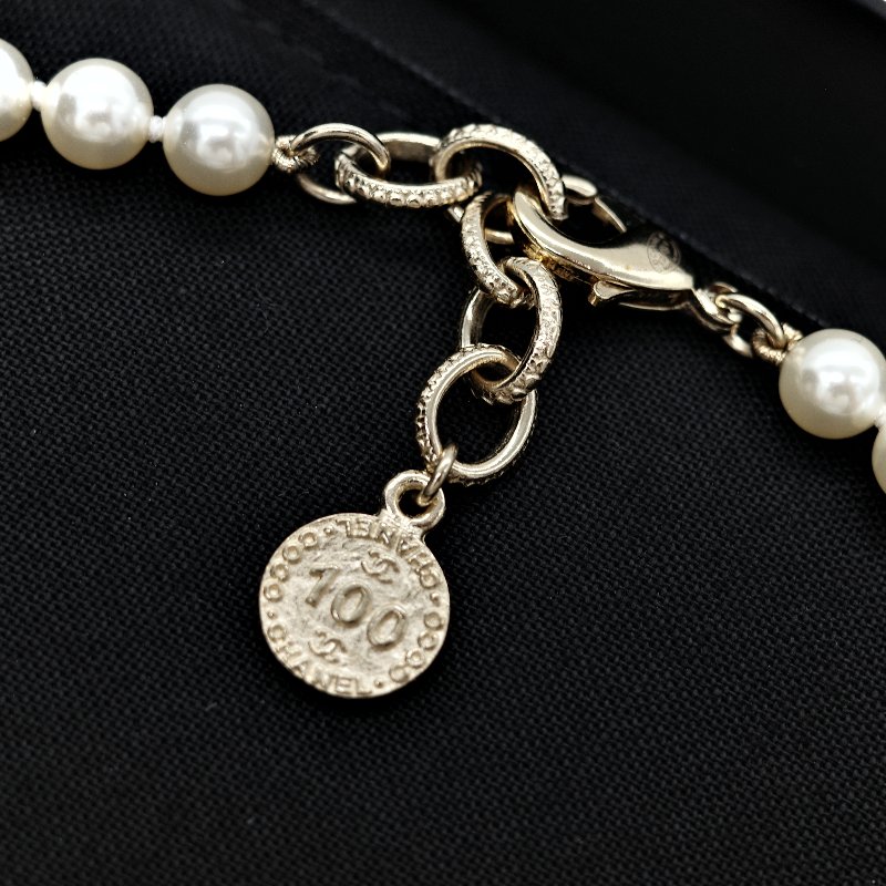 Chanel 香奈兒 珍珠 雙C 短鍊 項鍊 100週年-10