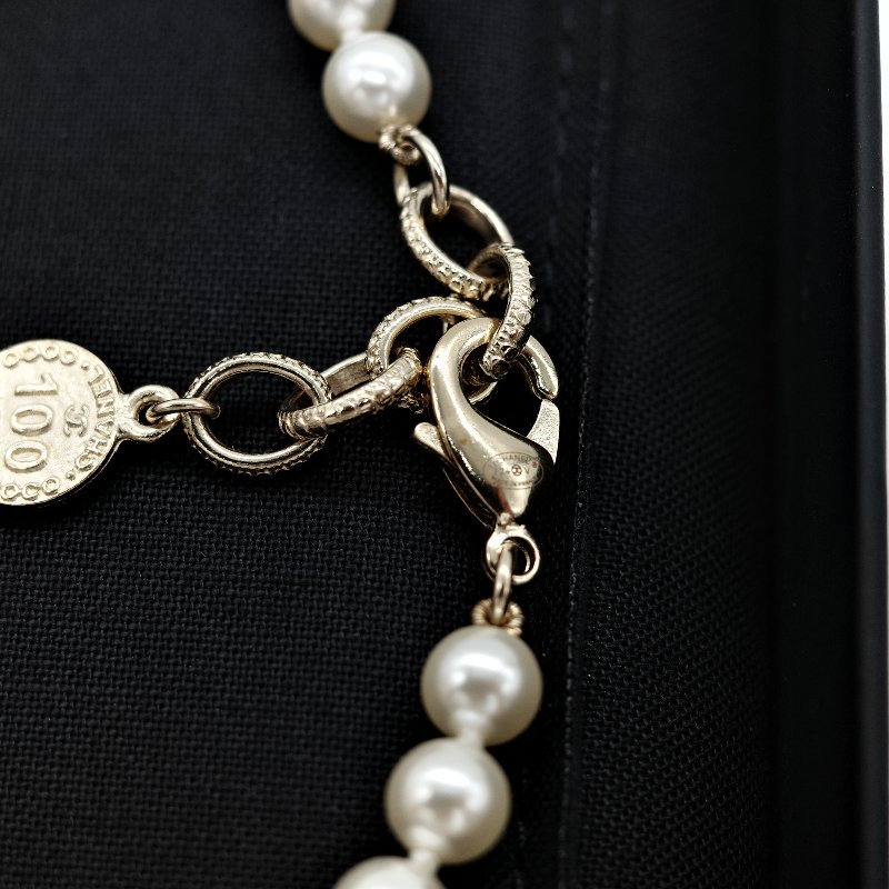 Chanel 香奈兒 珍珠 雙C 短鍊 項鍊 100週年-11