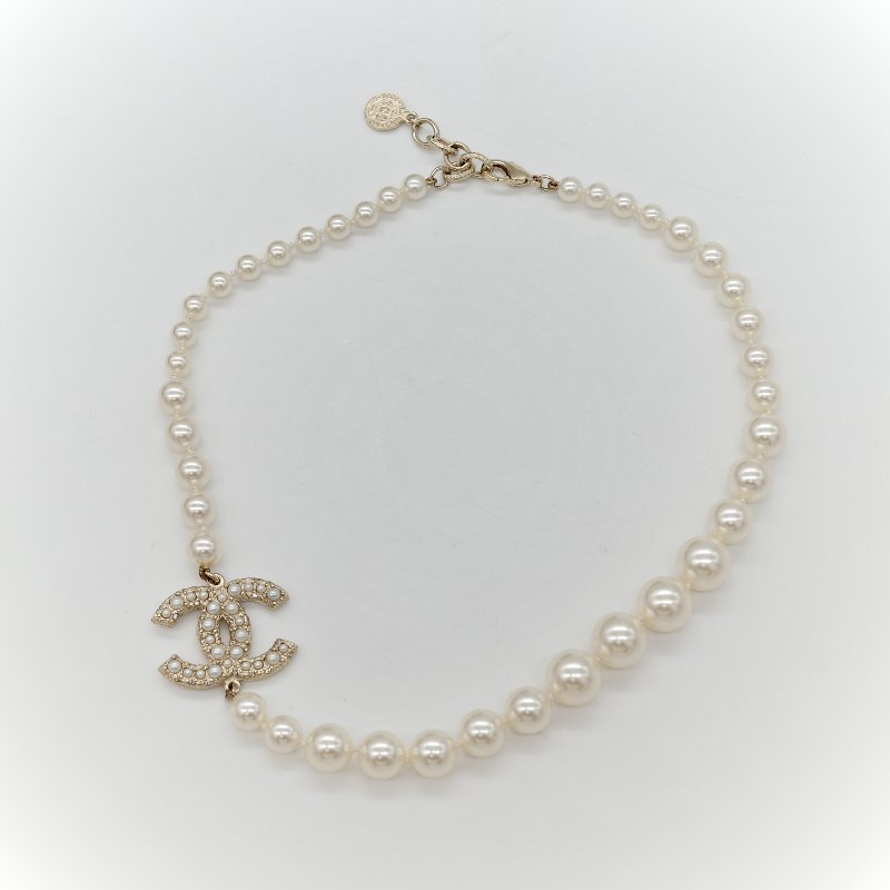 Chanel 香奈兒 珍珠 雙C 短鍊 項鍊 100週年-12